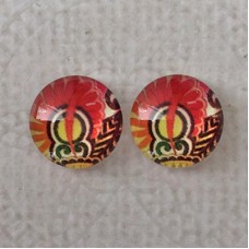 10mm Art Glass Backed Cabochons - Mod 60's Design 2 - Per Pair