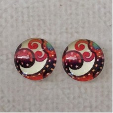 10mm Art Glass Backed Cabochons - Mod 60's Design 3 - Per Pair