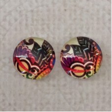 10mm Art Glass Backed Cabochons - Mod 60's Design 4 - Per Pair