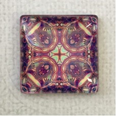 25mm Art Glass Backed Square Cabochons - Mosaic Design 5 - Each