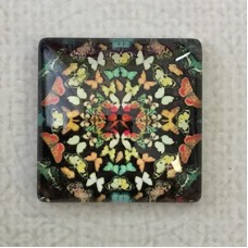25mm Art Glass Backed Square Cabochons - Mosaic Design 6 - Each