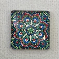 25mm Art Glass Backed Square Cabochons - Mosaic Design 7 - Each