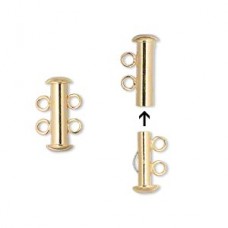 16mm 2-Strand Gold Plated Multi-Strand Slide Clasp - Pack of 2