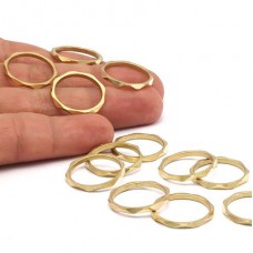 21mm Raw Brass Geometric Faceted Ring Links - Pack of 2