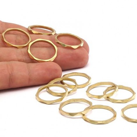 21mm Raw Brass Geometric Faceted Ring Links