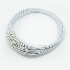 1mm 17.5" (45cm) length White Steel Necklace with Silver Clasp - Pack of 2