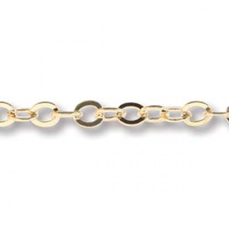 3.5mm Gold Plated 304 Nickel Free Stainless Steel Flat Cable Chain