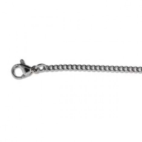 2.25x2.7mm 24" 304 Stainless Steel Curb Necklace Chain with Lobster Clasp