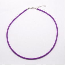 17-18in 3mm Purple Faux Silk Necklace with clasp & Ext Chain - Pack of 2