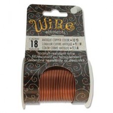 18ga Beadsmith Tarnish Resistant  Plated Medium Temper Wire - Antique Copper Plated - 10yd (9.1m)