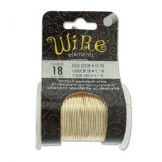 18ga Beadsmith Tarnish Resistant Medium Temper Wire - Gold Plated - 10yd (9.1m)
