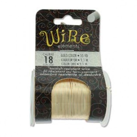18ga Beadsmith Tarnish Resistant Medium Temper Wire - Gold Plated - 10yd (9.1m)