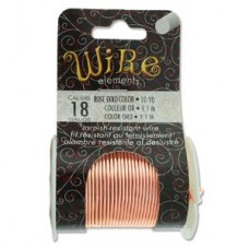18ga Beadsmith Tarnish Resistant  Plated Medium Temper Wire - Rose Gold Plated - 10yd (9.1m)