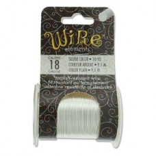 18ga Beadsmith Tarnish Resistant Medium Temper Wire - Silver Plated - 10yd (9.1m)