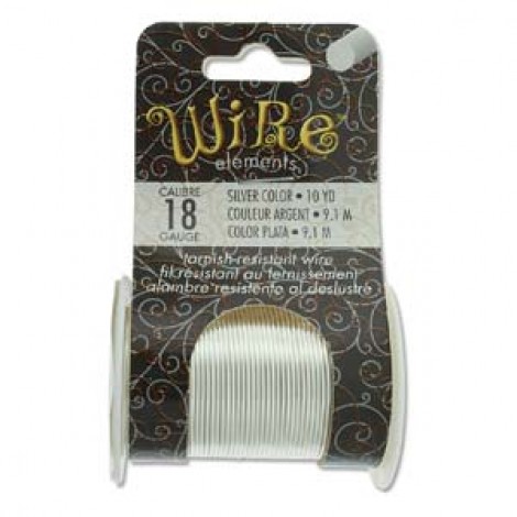 18ga Beadsmith Tarnish Resistant Medium Temper Wire - Silver Plated - 10yd (9.1m)