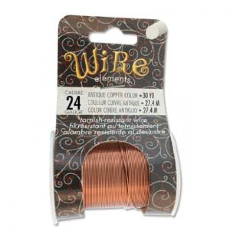 24ga Beadsmith Tarnish Resistant Medium Temper Wire - Antique Copper - 30yd (27.4m)