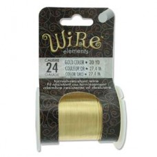 24ga Beadsmith Tarnish Resistant Medium Temper Wire - Gold Plated - 30yd (27.4m)