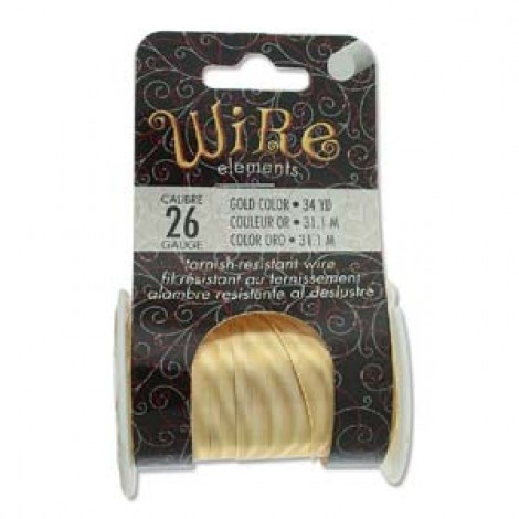 26ga Beadsmith Tarnish Resistant Medium Temper Craft Wire - Gold - 34yd (31m)