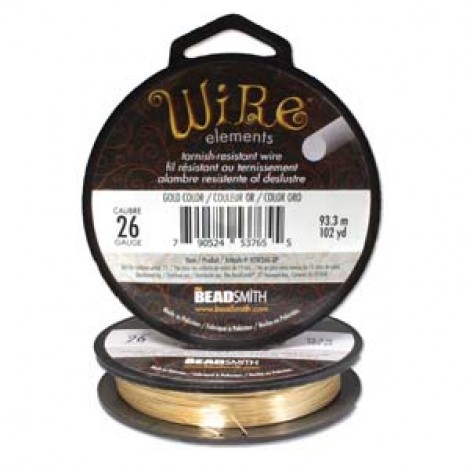 26ga Beadsmith Tarnish Resistant Medium Temper Craft Wire - Gold Color - 1/4lb (93.3m)
