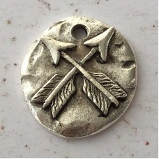 18mm Nunn Design Organic Crossed Arrows Charm - Antique Silver - Each