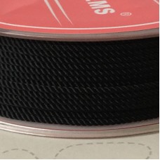 1.0mm High Quality Milan Sky System Twisted Braided Faux Silk Cord - Black - 3 metres
