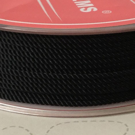 1.5mm High Quality Milan Sky System Twisted Braided Faux Silk Cord - Black