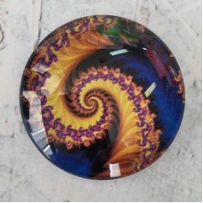 25mm Art Glass Backed Cabochons - Colourful Fractals 11 - Each