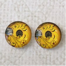 12mm Art Glass Backed Cabochons - Flower Mix 1 - Per Pair