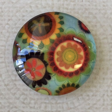 25mm Art Glass Backed Cabochons - Botanica Series 5 - Each 25mm Art Glass Backed Cabochons - Botanica Series 5 - Each
