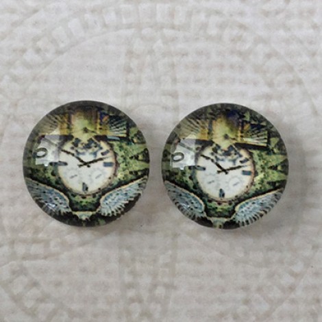 12mm Art Glass Backed Cabochons - Steampunk Series 1