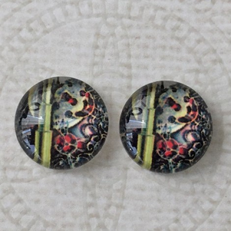 12mm Art Glass Backed Cabochons - Steampunk Series 8