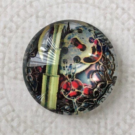 20mm Art Glass Round Cabochons - Steampunk Design 8 - Each 20mm Art Glass Round Cabochons - Steampunk Design 8 - Each