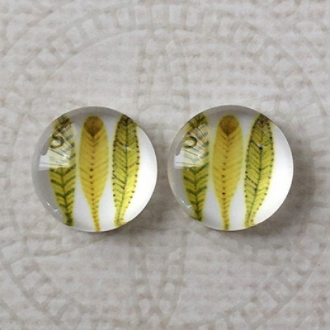 12mm Art Glass Backed Cabochons - Feathers 1