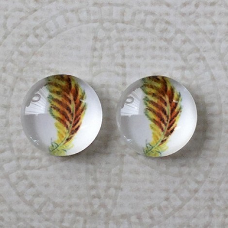 12mm Art Glass Backed Cabochons - Feathers 3