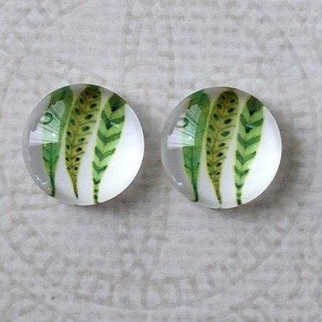 12mm Art Glass Backed Cabochons - Feathers 8