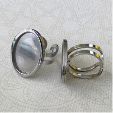 13x18mm Oval Stainless Steel Adjustable Ring Settings - Each