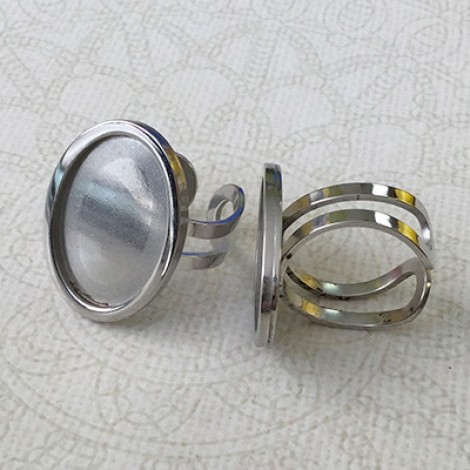 18x25mm Oval Stainless Steel Adjustable Ring Settings