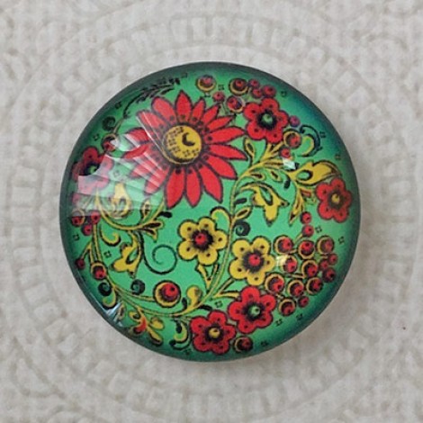 25mm Art Glass Backed Cabochons - Sunflower Series 1