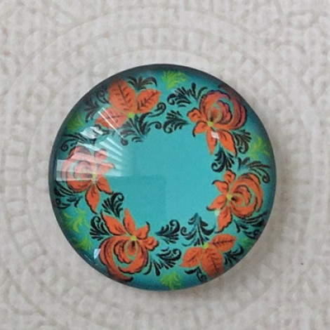 25mm Art Glass Backed Cabochons - Sunflower Series 6 - Each