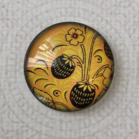 25mm Art Glass Backed Cabochons - Sunflower Series 7 - Each 25mm Art Glass Backed Cabochons - Sunflower Series 7 - Each