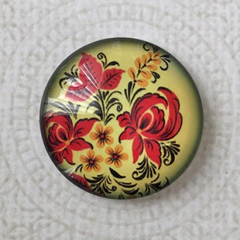 25mm Art Glass Backed Cabochons - Sunflower Series 9 - Each