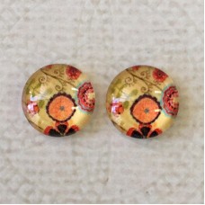 10mm Art Glass Backed Cabochons - Botanica Series 11 - Per Pair