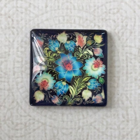 25mm Art Glass Backed Square Cabochons - Tapestry 11