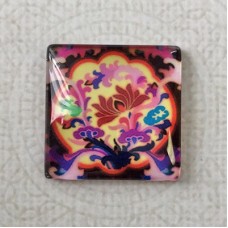25mm Art Glass Backed Square Cabochons - Tapestry 12 - Each