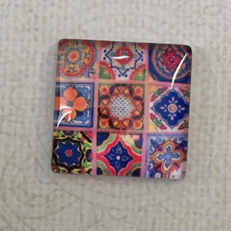 25mm Art Glass Backed Square Cabochons - Tapestry 2