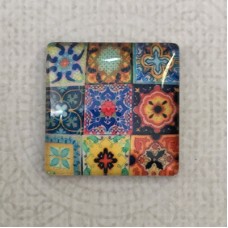 25mm Art Glass Backed Square Cabochons - Tapestry 3 - Each