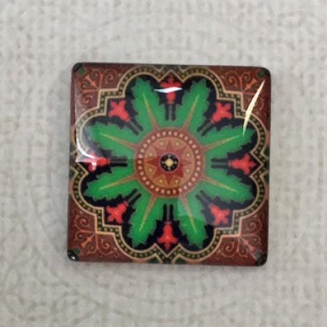 25mm Art Glass Backed Square Cabochons - Tapestry 5