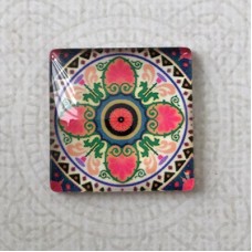 25mm Art Glass Backed Square Cabochons - Tapestry 6 - Each