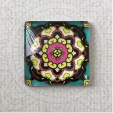 25mm Art Glass Backed Square Cabochons - Tapestry 7 - Each