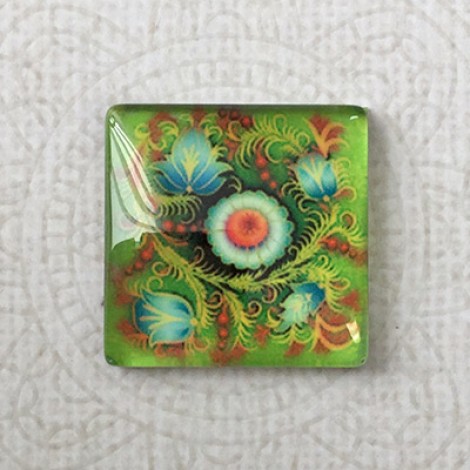 25mm Art Glass Backed Square Cabochons - Tapestry 9